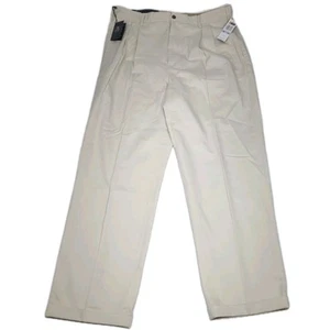 Chaps Men's Pants 38x32 Double Pleat Cuffed Off-White/Bone Classic Fit NWT - Bild 1 von 13