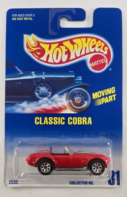 👓Hot Wheels 1990 CARTÃO AZUL #31🏁CLASSIC COBRA Shelby 427 S/C vermelho⭐BW capô aberto - Imagem 1 de 4