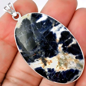 Natural Sodalite 925 Sterling Silver Pendant Jewelry P-1001 - Picture 1 of 5
