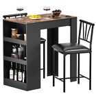 Small Bar Table and Chairs Tall Kitchen Breakfast Nook with Stools/Dining Set...