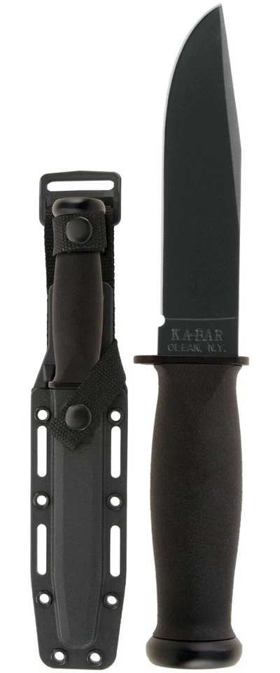 KABAR Mark 1 USN Fixed Blade Fighting Knife w/ Hard Sheath 2221 - Image 1 of 1