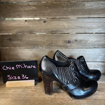 Womens Chie Mihara Black Leather Heeled Ankle Booties Size EUR 36 US 6 M GUC - Image 1 of 4