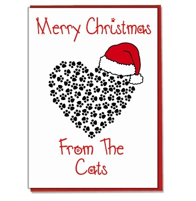 AK GIFTSHOP Christmas Card From The Cats - Fun Festive Pet Themed Greeting Card