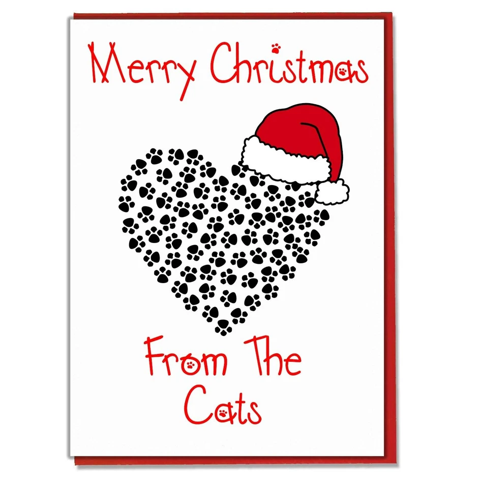 AK GIFTSHOP Christmas Card From The Cats - Fun Festive Pet Themed Greeting Card