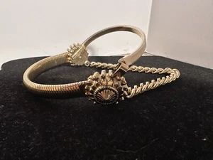 Accessocraft Boot Bracelet Boot Jewelry Gold Tone Boot Spurs Small Signed - Picture 1 of 6