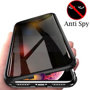 360° Magnetic Adsorption Anti Spy Privacy Double Tempered Glass Phone Case Cover