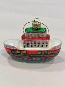 Cruise Line Ship Ferry Boat Glass AmeriChristmas Christmas Tree Ornament 3.5”x2” - Picture 1 of 10