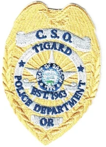 Tigard Police Department Oregon C.S.O.  3.2inches hat breast patch NEW - Picture 1 of 1