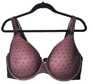 Cacique Bra 42DD Lightly Lined Pink Black Full Coverage Underwire  Back Closure