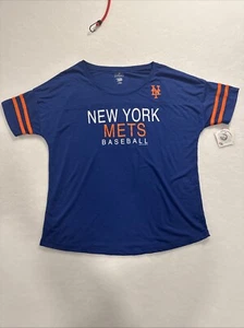 MLB New York Mets Scoop Neck Varsity Striped Women's T-Shirt Large NWT - Picture 1 of 5