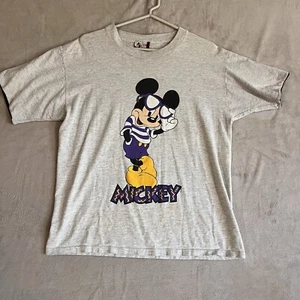 Vintage DISNEY WEAR Mickey Mouse Single Stitched T Shirt 90s USA Gray SZ L - Picture 1 of 9