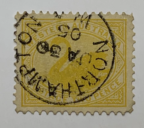 WESTERN AUSTRALIA BLACK SWAN 2D STAMP 1905 NORTHAMPTON SON CANCEL Cover