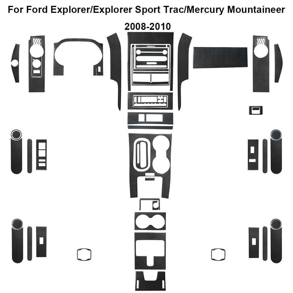 57 peças kit interior completo de fibra de carbono acabamento de capa para Ford Explorer 2008-2010 - Imagem 1 de 4