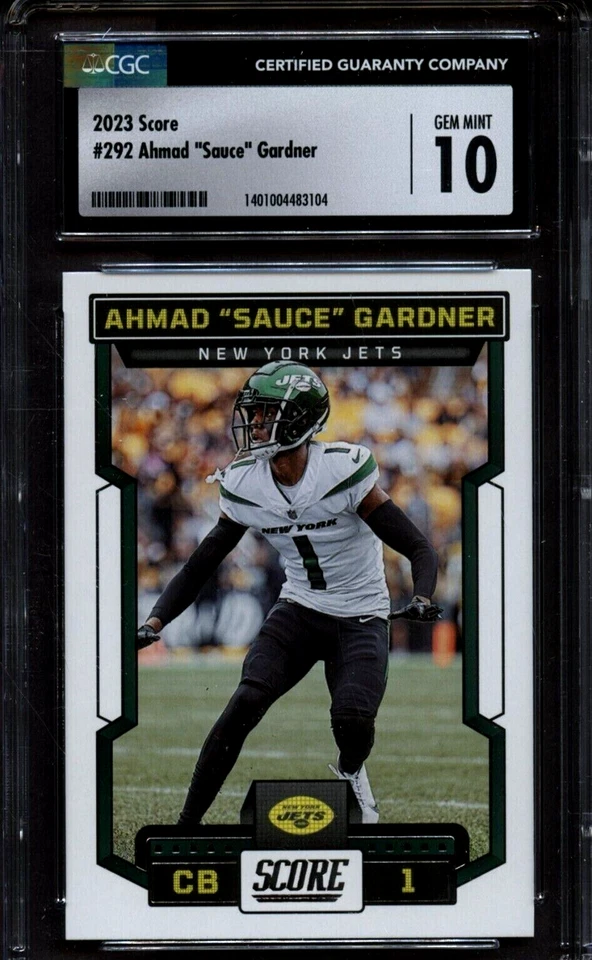 2023 Score #292 Ahmad "Sauce" Gardner New York Jets CGC 10 GEM MINT & bonus card - Image 1 of 1
