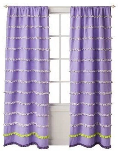 Trendlab Arco Iris Floral Cortina Ventana, Juego de 2 Paneles NUEVO Cortina Púrpura Volantes Foto 1 de 2