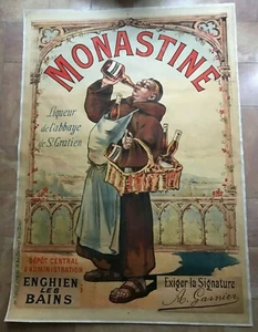 MONASTINE ALKOHOLLIKÖR 1892 EUGENE OGE SELTENES ORIGINAL LITHO POSTER ENTOILEE - Bild 1 von 5