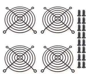 4 PCS 92mm Fan Grill 92mm Guard Black with Screws Includes Fan Mounting Screws - Picture 1 of 2