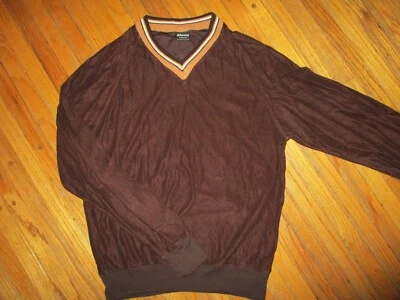 Vintage 1970s 1980s JC PENNEY SWEATER Brown Pullover Ringer Striped V-Neck XS - Image 1 of 4