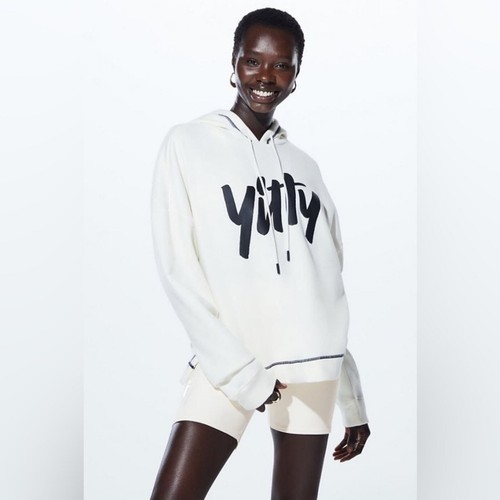 OFF WHITE Felpa con cappuccio Yitty bianco panna Major Label EP maglione manica lunga taglia media