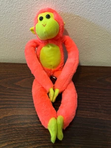 Fiesta Neon Long Arm Monkey 13” Stuffed Animal Hook And Loop Plush Orange/Yellow - Picture 1 of 2