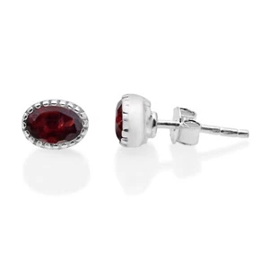 Garnet Gemstone 925 Sterling Silver Stud Earrings for Women & Girls E-3889 - Picture 1 of 5