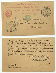22378 - Ganzsache - Postkarte - Zürich (Neumünster) 20.1.1895 nach Genua - Bild 1 von 1