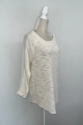 BLUE Saks Fifth Ave Textured Knit Sweater Long Sleeve Boucle Pullover Ivory XL - Image 1 of 4