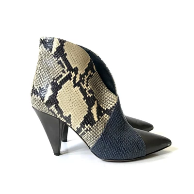 Isabel Marant Archenn Patchwork Ankle Boots Booties Womens 39 8 Tan Snake Effect - Image 1 of 4