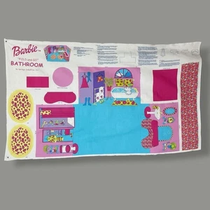 Vintage Barbie Fold and Go Bagno Tessuto Pannello Panno Aggiungi Una Stanza 2002 Cuci #K8 - Foto 1 di 15