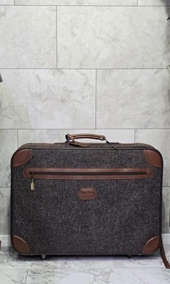 Vintage Pierre Cardin Brown Genuine Leather Trim Luggage Bag H Rosenfeld Inc 07 - Image 1 of 4