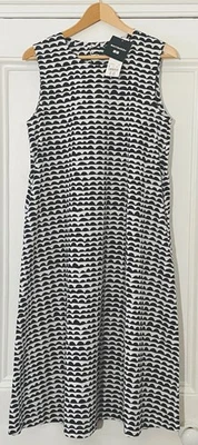 Marimekko X Uniqlo Women’s Black White Print Midi Sleeveless Dress S UK 10 EU 38 - Image 1 of 4