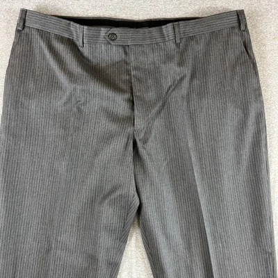 Pantalones de vestir Armani para hombre 42x36 gris a rayas frente plano 100 % lana Collezioni de colección Foto 1 de 4