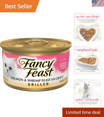 Salmon & Shrimp Feast in Gravy - Purina Wet Cat Food, 24 x 3 Oz. Cans - Image 1 of 4