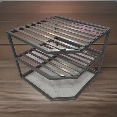 Estantería metálica hexagonal de tres niveles gris organizador de almacenamiento esquina 14 x 9 Foto 1 de 4