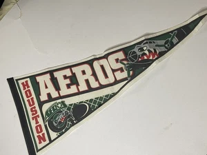 Banderín de hockey vintage Houston Aeros tamaño completo WHA antiguo antiguo - Imagen 1 de 14