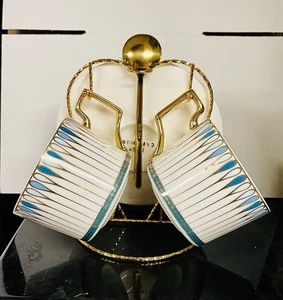 Beautiful Canshuo Home Gift Set Tea Cup & Saucers With Holder UNUSUAL - Picture 1 of 11