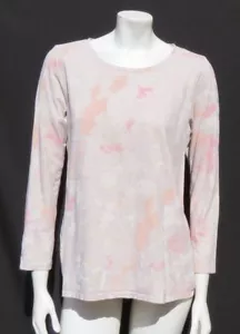 PURE J JILL Petite Heather Beige Print Baumwolle Langarm Tee Shirt Top Gr. M L - Bild 1 von 5
