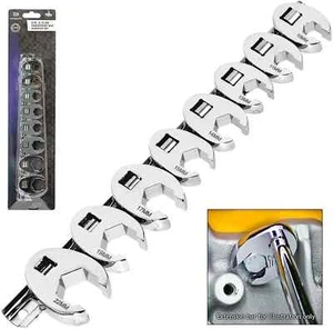 Brand New Laser Crow Foot Crowsfeet Wrench Spanner 8Pc Set 3/8 Drive 10mm - 22mm - Picture 1 of 9