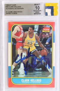 Parche de camiseta Fleer Clark Kellogg #58 Beckett BGS 1968-87 automático 10 juegos usado - Imagen 1 de 2