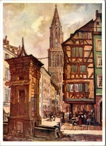 OLD STRASSBURG J. Gutekunst painting Art 4x6 Germany Postcard - Picture 1 of 2