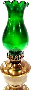 Antique Brown Brass Green Hurricane Oil Lamp Ship Boat Lantern Home Decor - Picture 1 of 4