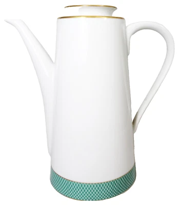 GREEN FIELDS Block Spal Coffee Pot 9.25" NEW NEVER USED Porcelain made Portugal - Image 1 of 4