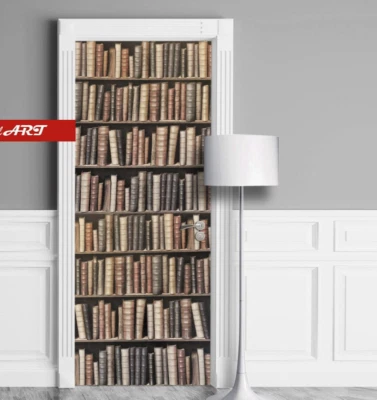 Estantería falsa con mural de puerta de libros antiguos, libro. Pegatina, cubierta. 1 pieza Foto 1 de 4