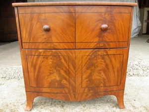 Georgian flame mahogany bow fronted pot commode (ref 686) - Picture 1 of 12