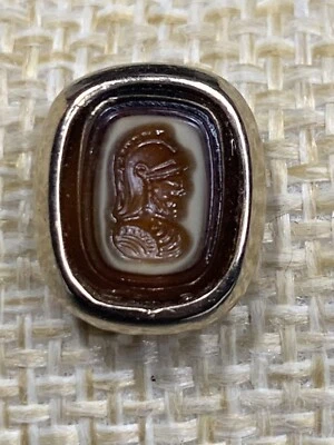 VINTAGE ROMAN GREEK WARRIOR CAMEO Signed HICKOCK TIE Tack CLIP CLASP - Image 1 of 4