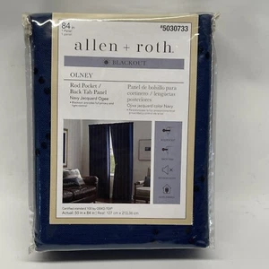 allen + roth 84-in Navy Blackout Thermal Lined Back Tab Single Curtain Panel New - Picture 1 of 4