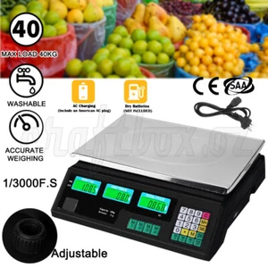 40KG Kitchen LCD Digital Scale Electronic Commercial Shop Market Food Weight AU - Picture 1 of 12