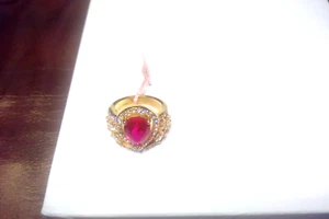 Ruby Quartz Stainless Steel Ring - Picture 1 of 4