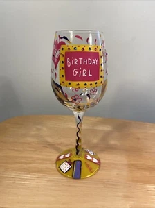 Lolita Geburtstag Mädchen Weinglas handbemalt Geschenk Bling gelb rosa lila - Bild 1 von 10