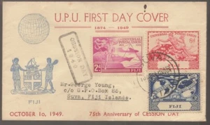 1949 FIJI 75th Anniv CESSION Day UPU FDC - Picture 1 of 1